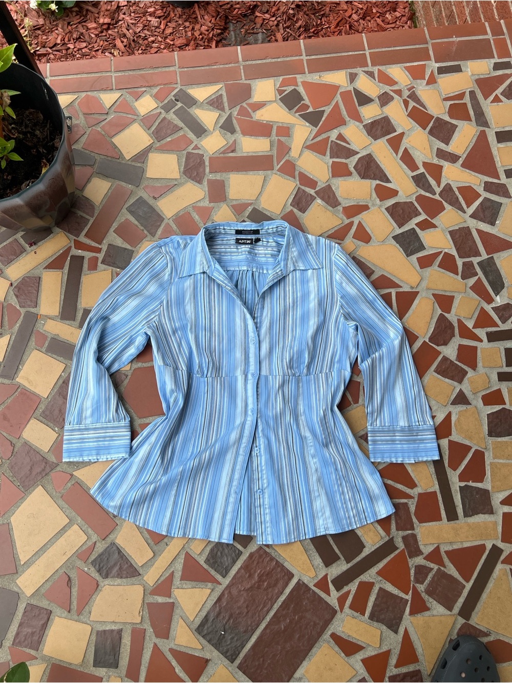 Y2K Office Siren Apt. 9 Blue & White Striped Button-Down Shirt